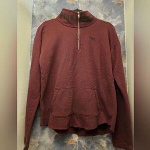 Victorias Secret Pink Burgundy Quarter-Zip Sweater